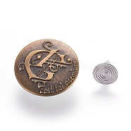 Iron Button Pins for Jeans, Nautical Buttons, Garment Accessories, Flat Round with Anchor Pattern, Antique Bronze & Stainless steel Color, 20x7mm, Hole: 1.5mm, Pin: 0.9~2.5mm(IFIN-WH0038-01E)