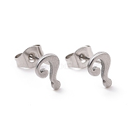 304 Stainless Steel Question Mark Stud Earrings for Women Men, Stainless Steel Color, 8x5.5mm, Pin: 0.7mm(EJEW-G318-06P)