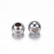201 Stainless Steel Beads, Rondelle, Stainless Steel Color, Hole: 1.5mm, 4x3mm(STAS-D447-39B)