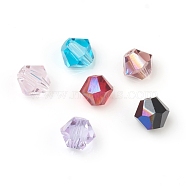 Electroplate Glass Beads, AB Color Plated, Faceted, Bicone, Mixed Color, 6x6mm, Hole: 1mm(RGLA-F063-D-MO)