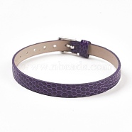 PU Leather Watch Band Strap, Watch Belt, Fit Slide Charms, with Iron Clasps, Platinum, Purple, 8-3/4 inch(22.3cm), 7.5x1.5mm(BJEW-E350-11D)
