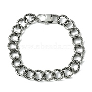 304 Stainless Steel Twisted Bracelets for Women Men, Antique Silver, 8-7/8 inch(22.5cm)(BJEW-C063-06AS)