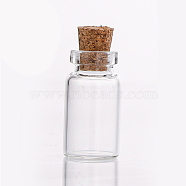 Mini High Borosilicate Glass Bottle Bead Containers, Wishing Bottle, with Cork Stopper, Column, Clear, 1.3x2.4cm, Capacity: 2ml(0.07fl. oz)(BOTT-PW0001-263B)