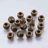 Large Hole Beads, Alloy European Beads, Antique Bronze, Lead Free and Cadmium Free & Nickel Free, Size: about 9.5mm in diameter, 7mm thick, hole: 4mm(X-MLF11511Y-NF)