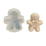 Christmas Theme Gingerbread Man DIY Silicone 3D Statue Candle Molds, for Portrait Sculpture Scented Candle Making, White, 9.5x8x3cm(SMFA-PW0001-52)