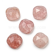 Natural Strawberry Quartz Cabochons, Faceted Square, 8x8x4mm(G-M431-01D)