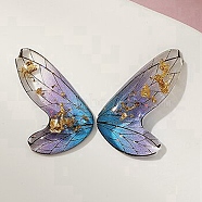 Gradient Color Transparent Resin Pendants, Butterfly Wing Charms with Gold Foil, Lilac, 19x11.5x2mm(RESI-TAC0019-06D)