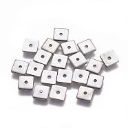 304 Stainless Steel Spacer Beads, Square, Stainless Steel Color, 6x6x0.8mm, Hole: 1.2mm(STAS-G200-03A-P)