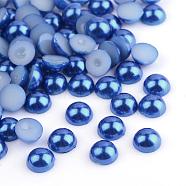 ABS Plastic Cabochons, Imitation Pearl, Half Round, Marine Blue, 2x1mm, about 10000pcs/bag(OACR-S012-2mm-Z37)