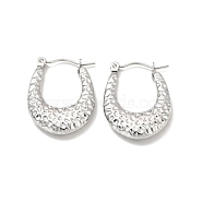 304 Stainless Steel Chunky Oval Hoop Earrings for Women, Stainless Steel Color, 24x18x4mm, Pin: 0.7mm(EJEW-P202-08P)
