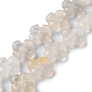 Natural White Agate Beads Strands, Flower, 13~14x13~14x5~5.5mm, Hole: 1.2mm, about 15pcs/strand, 7.95''(20.2cm)(G-M418-D03-01)