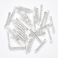 Iron Bar Links connectors, Nickel Free, Textured, Platinum, 20x2x1.2mm, Hole: 1mm(X-IFIN-T007-51P-NF)