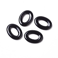 Natural Black Agate Linking Rings, Dyed & Heated, Oval, 23x17x3mm, Inner Diameter: 14x7mm(G-G798-09)