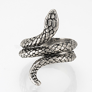 Alloy Finger Rings, Wide Band Rings, Snake, Antique Silver, US Size 6(16.5mm)(RJEW-Q159-08)