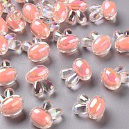 Transparent Acrylic Beads, Bead in Bead, AB Color, Rabbit, Salmon, 15.5x12x9.5mm, Hole: 2mm, about 480pcs/500g(TACR-S152-05B-SS2109)