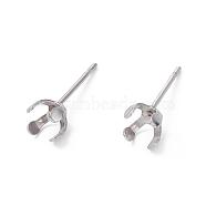 304 Stainless Steel Stud Earring Findings, Prong Earring Settings, Stainless Steel Color, 14.5x5.5mm, Inner Diameter: 5mm, Pin: 0.7mm(STAS-L219-03A-P)