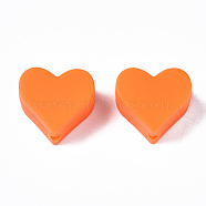 Food Grade Eco-Friendly Silicone Beads, Chewing Beads For Teethers, DIY Nursing Necklaces Making, Heart, Dark Orange, 13x14x8mm, Hole: 2mm(SIL-N002-11A-04)