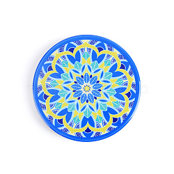 Porcelain Cup Mats, Flat Round Shape Mandala Pattern Coaster, Dodger Blue, 90mm(PW22061144685)