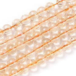 Natural Citrine Beads Strands, Round, 8x7.5mm, Hole: 1mm, about 46~49pcs/strand, 15.5 inch(G-S150-09-8mm)