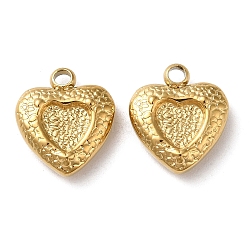 304 Stainless Steel Charms, Heart Charm, Real 18K Gold Plated, 12.5x11x3.5mm, Hole: 1.8mm(STAS-Q252-05G)