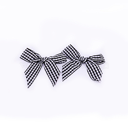 Handmade Woven Costume Accessories, Tartan Pattern Polyester Ribbon Bowknot, Black, 70x80x6mm(AJEW-TAC0021-01A)