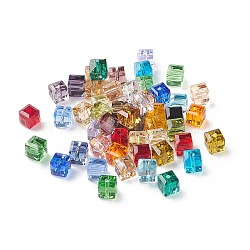 K9 Glass, Imitation Austrian Crystal Beads, Grade AAA, Faceted, Cube, Mixed Color, 4x4x4mm(size within the error range of 0.5~1mm), Hole: 0.7~0.9mm(SWAR-F074-4x4mm-M)