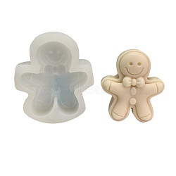 Christmas Theme Gingerbread Man DIY Silicone Candle Molds, for Scented Candle Making, White, 9.5x8x3cm(SMFA-PW0001-52)