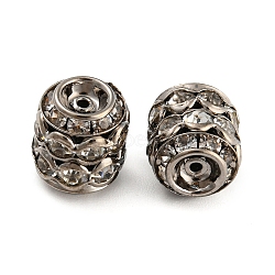 Brass Rhinestone Beads, Barrel, Platinum, 11.5x10mm, Hole: 1mm(RB-F035-03P)