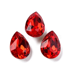 Glass Rhinestone Cabochons, Pointed Back & Back Plated, Faceted, Teardrop, Light Siam, 10x7x4mm(RGLA-A026-08B-227)