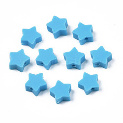Handmade Polymer Clay Beads, Star, Sky Blue, 8.5~9x9~9.5x4~5mm, Hole: 1.6mm(CLAY-N011-46A-03)