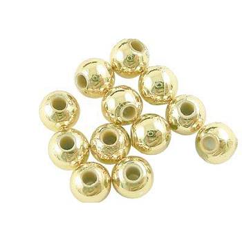 Plating Acrylic Beads, Round, Golden, about 12mm in diameter, hole: 2mm, about 560pcs/500g