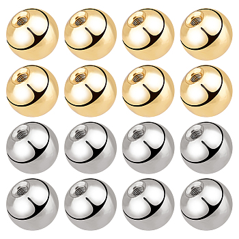 60Pcs 2 Colors Stainless Steel Ear Nuts, Round, Golden & Stainless Steel Color, 4x4mm, Hole: 1mm, 30Pcs/color