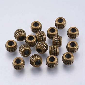 Large Hole Beads, Alloy European Beads, Antique Bronze, Lead Free and Cadmium Free & Nickel Free, Size: about 9.5mm in diameter, 7mm thick, hole: 4mm