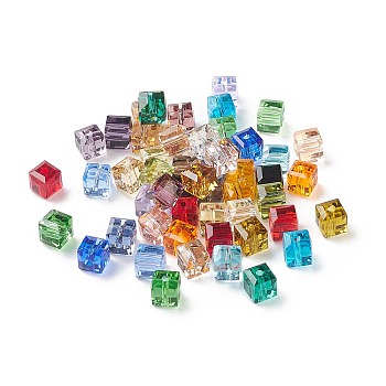 Imitation Austrian Crystal Beads, Grade AAA, Faceted, Cube, Mixed Color, 4x4x4mm(size within the error range of 0.5~1mm), Hole: 0.7~0.9mm