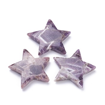 Natural Amethyst Beads, for Wire Wrapped Pendants Making, No Hole/Undrilled, Star, 50~54x54~59.5x9~11.5mm