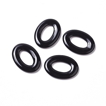 Natural Black Agate Linking Rings, Dyed & Heated, Oval, 23x17x3mm, Inner Diameter: 14x7mm