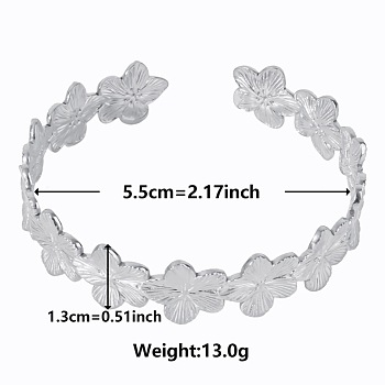 Elegant and Stylish Design Flower 304 Stainless Steel Cuff Bangles for Women