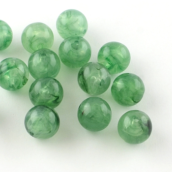 Round Imitation Gemstone Acrylic Beads, Medium Sea Green, 6mm, Hole: 1.5mm, about 4100pcs/500g