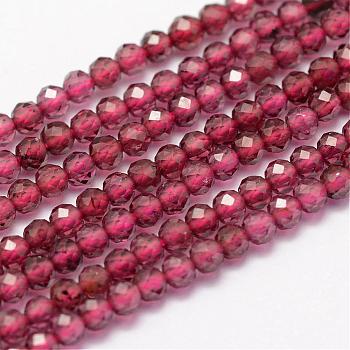 Natural Garnet Beads Strands, Faceted, Round, 2mm, Hole: 0.4~0.5mm, about 181~210pcs/strand, 15.4 inch(39.2cm)