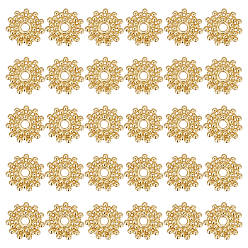 DICOSMETIC 30Pcs Brass Spacer Beads, Long-Lasting Plated, Round, Real 18K Gold Plated, 9x8.5x1mm, Hole: 1.6mm