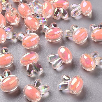 Transparent Acrylic Beads, Bead in Bead, AB Color, Rabbit, Salmon, 15.5x12x9.5mm, Hole: 2mm, about 480pcs/500g