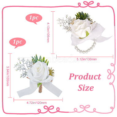 CRASPIRE 2Pcs 2 Style Silk Cloth Imitation Flower Boutonniere & Wrist Corsage(AJEW-CP0005-81)-2