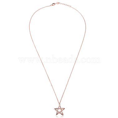 TINYSAND 925 Sterling Silver Star Rhinestone Pendant Necklaces(TS-N264-RG)-3