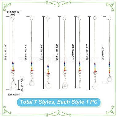 Ahadermaker 7pcs 7 decoraciones colgantes de vidrio transparente de estilo(HJEW-GA0001-44)-2