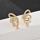 Brass Micro Pave Clear Cubic Zirconia Stud Earrings(EJEW-B131-04G)-3