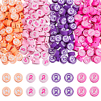 400Pcs 4 Styles Handmade Polymer Clay Beads, Flat Round, Mixed Color, 8.5~9x4~4.5mm, Hole: 1.2~1.8mm, 100pcs/style(CLAY-FH0001-28)