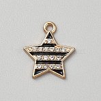 Alloy Enamel Rhinestone Pendants, Light Gold, Star, 19x16.5x2mm, Hole: 1.6mm(ALRI-TAC0009-003KCG-01)
