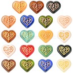 19Pcs 19 Colors Handmade Lampwork Beads, Heart, Metal Enlaced, Mixed Color, 16x18x5.5mm, Hole: 1mm, 1pc/color(LAMP-CJ0002-38)