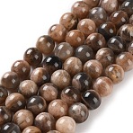 Natural Black Sunstone Beads Strands, Round, 8~9mm, Hole: 0.8mm, about 45pcs/strand, 15.31''(38.9cm)(G-U009-A01-03)