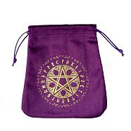 Velvet Tarot Cards Storage Drawstring Bags, Tarot Desk Storage Holder, Purple, Star Pattern, 16.5x15cm(ZODI-PW0002-03C-02)